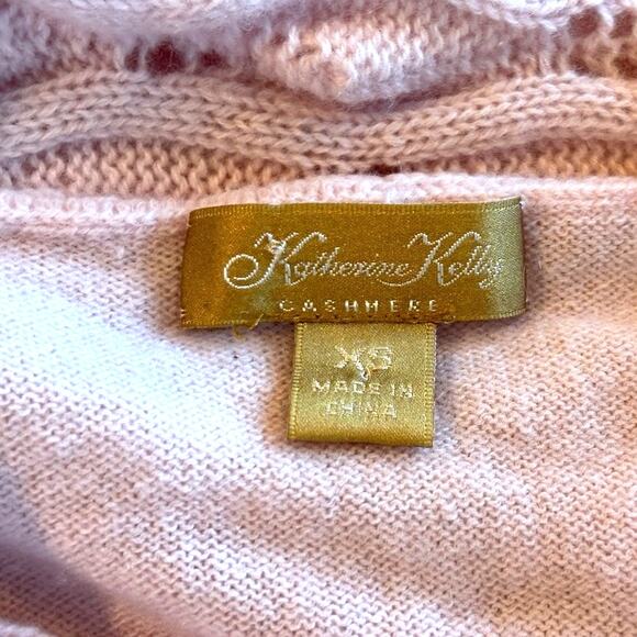 Katherine Kelly Pullover Sweater 100% Cashmere Crochet Cowl Neck Light Pink XS - Picture 5 of 5